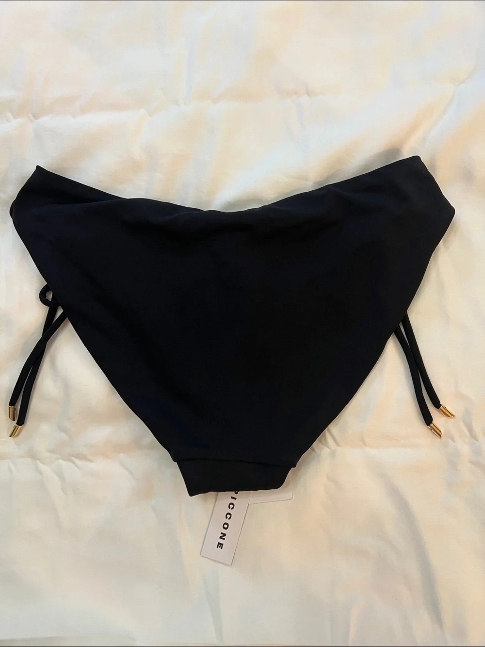 NEW Robin Piccone Aubrey Loop Tie Side Bikini Bottom Black Style 221763 Small